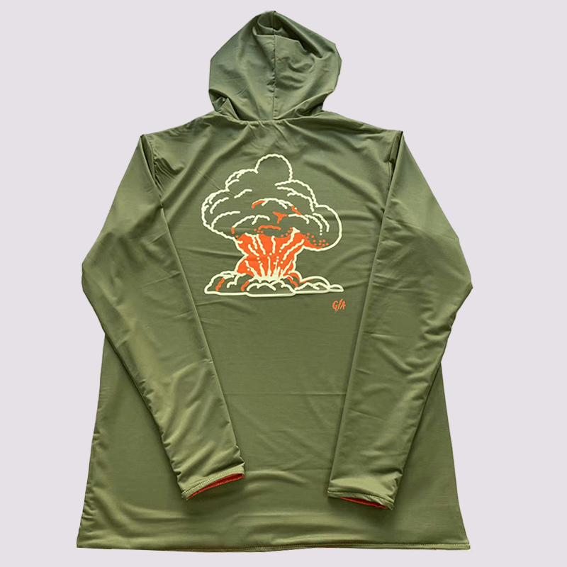 Reversible Hooded Rashguard - Green/Orange
